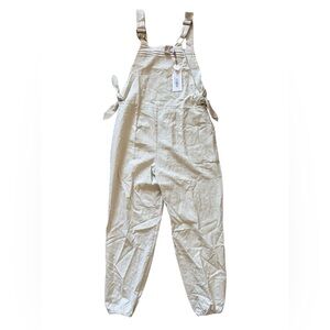 Cleobella Hand Printed Beige Linen Overalls | Small NWT